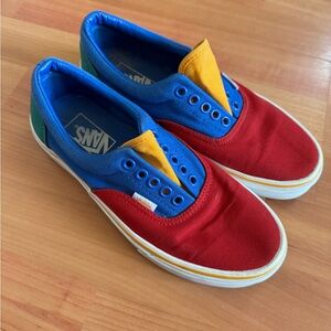 Vans Red and Blue Slip-On Sneakers